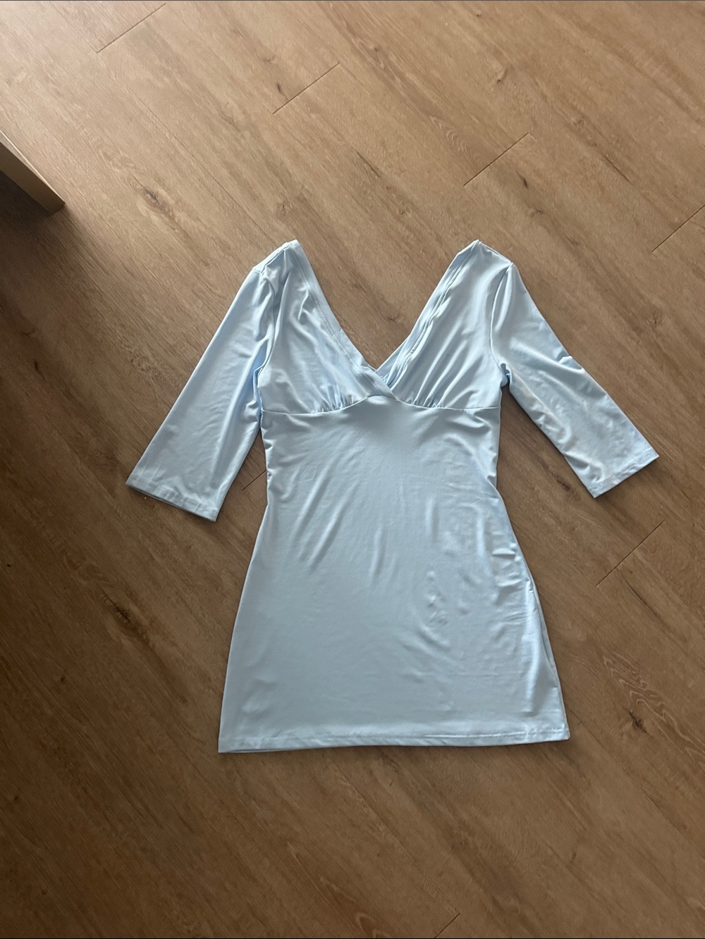 Light Blue V-Neck Mini Dress